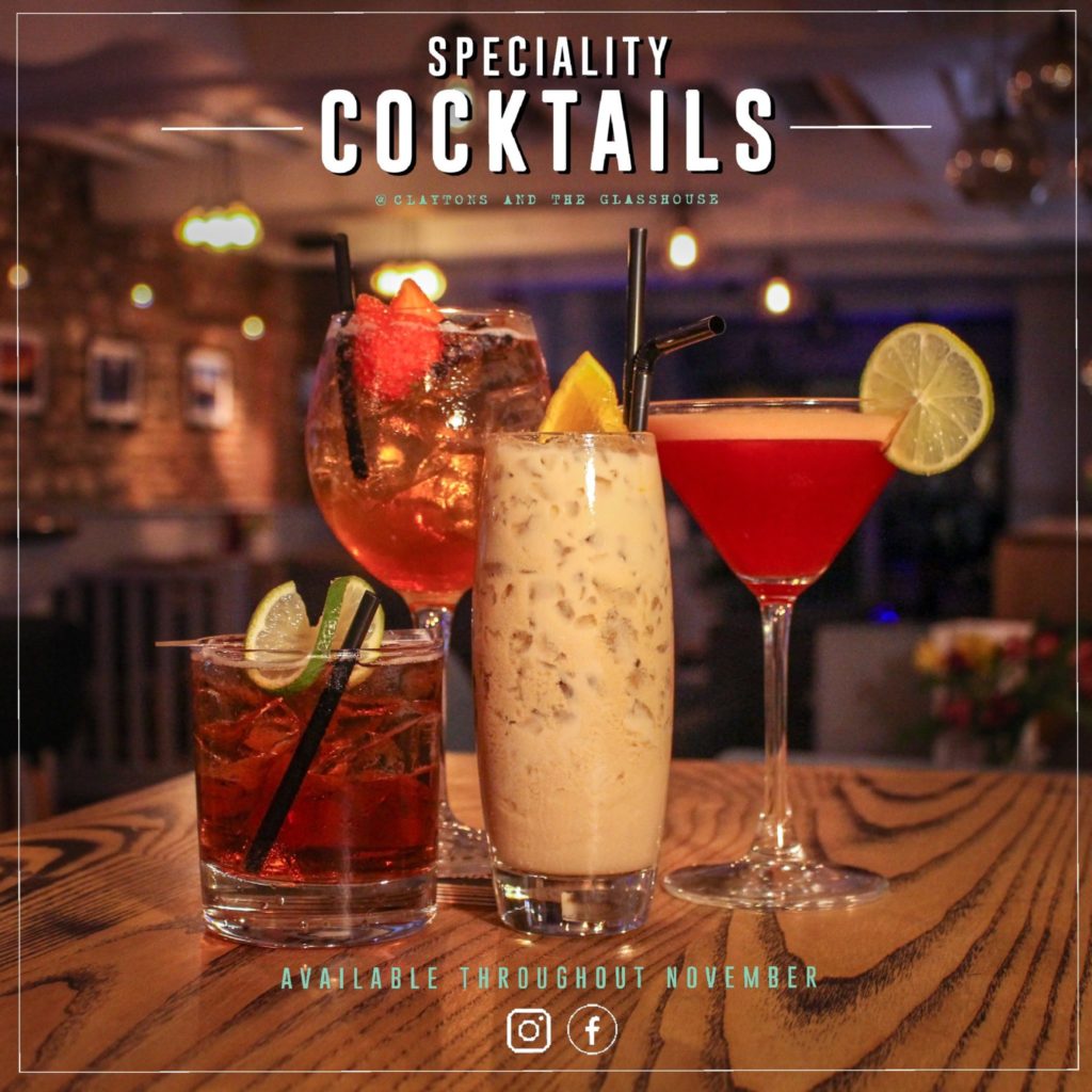 November Speciality Cocktails Claytons & The Glasshouse
